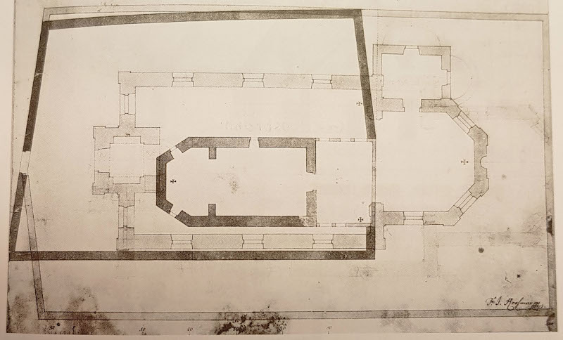 Grundriss der 1683 gebauten kleinen Kapelle